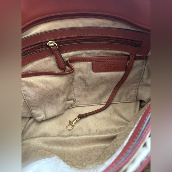 Michael Kors Deep Red Tote with Gold Chain Handles | Like New Condition - Picture 8 of 11